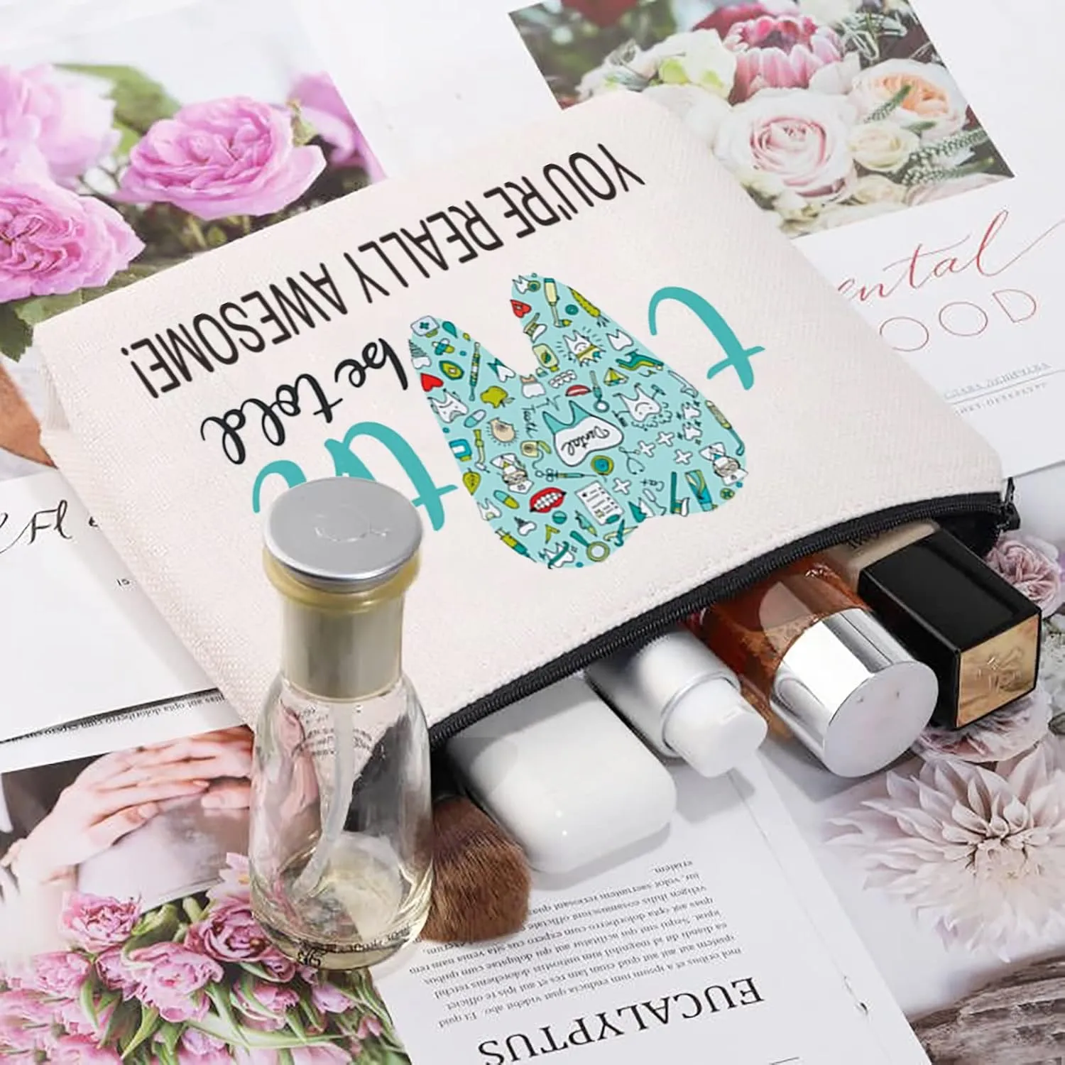 CMNIM Dental Makeup Bag Dental Hygienist Gifts Dentist Dental Assistant Graduation Gifts Tooth Be Told You're Really Awesome