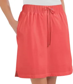 Collections Etc Drawstring Cotton Knit Pull-On Skort with Elastic Waistband - Casual Summer Apparel