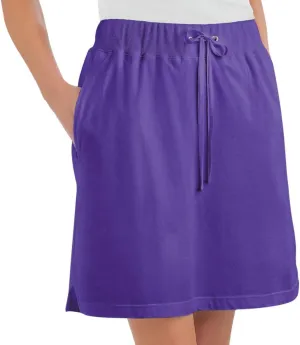 Collections Etc Drawstring Cotton Knit Pull-On Skort with Elastic Waistband - Casual Summer Apparel