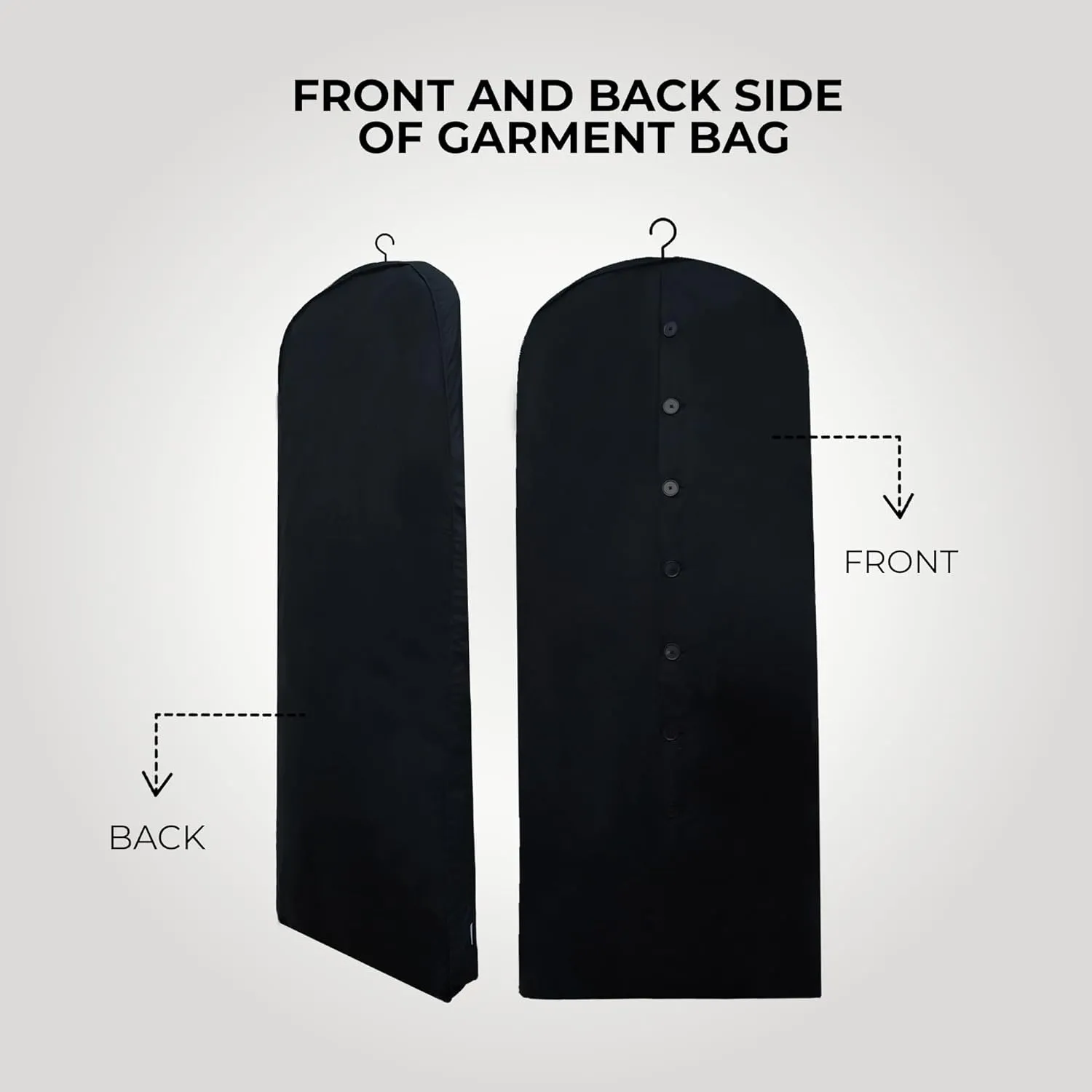Cotton Garment Protector Bag Cover - Dust Free Cloth Hanging, Wardrobe storage for Dresses and Suits (Side Zipper (24" x 42"))