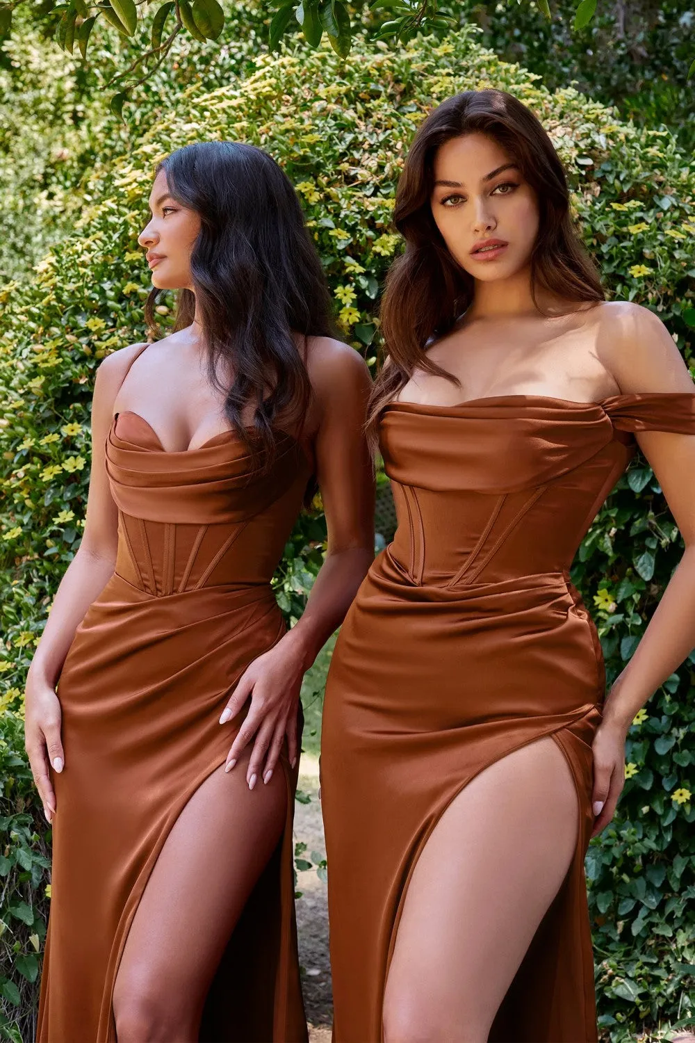 Cowl Neck Satin Gown with Corset: Luxe Prom and Bridesmaid Retro Formal Curve Dress