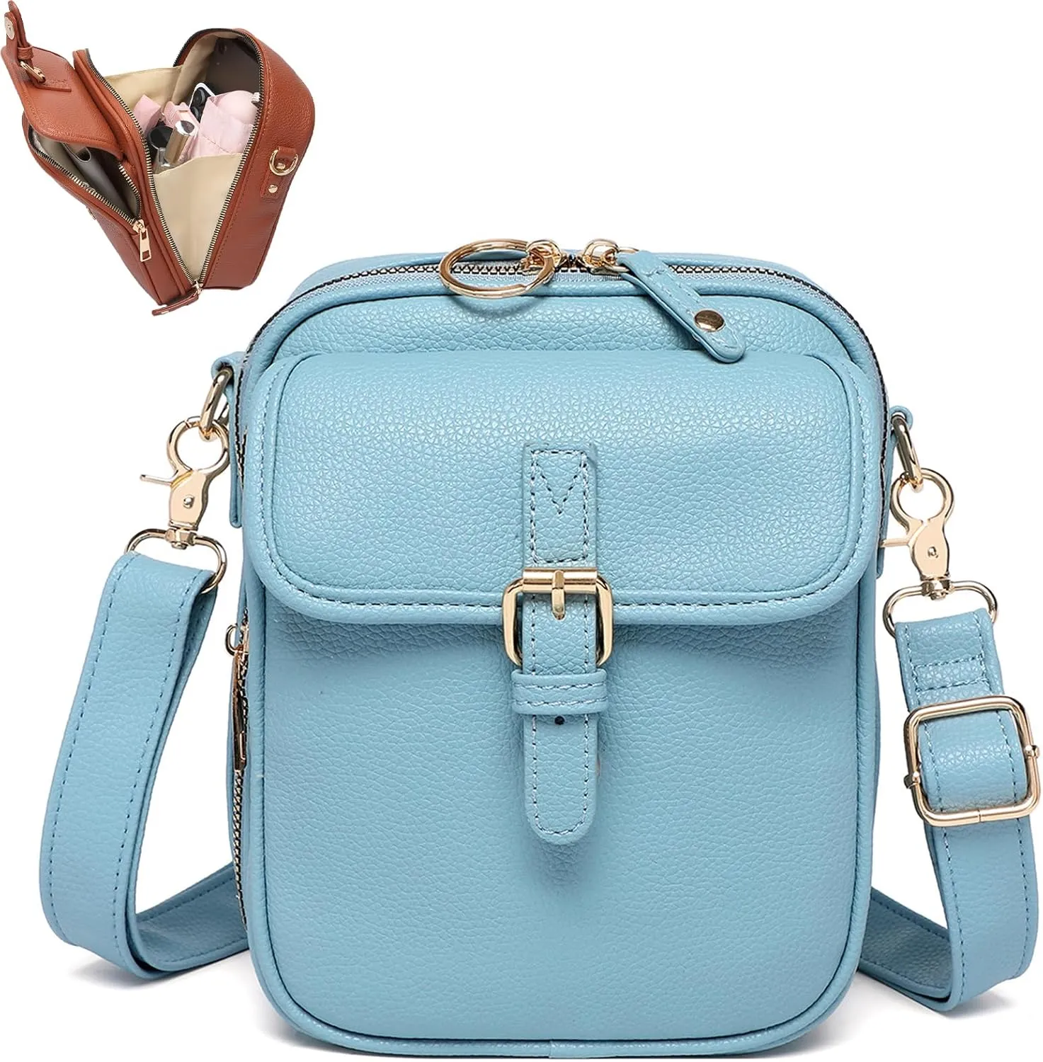 Crossbody Leather Bag, Satchel Purse Leather Cross Body Bag for Women With Multiple Compartments Card Slots