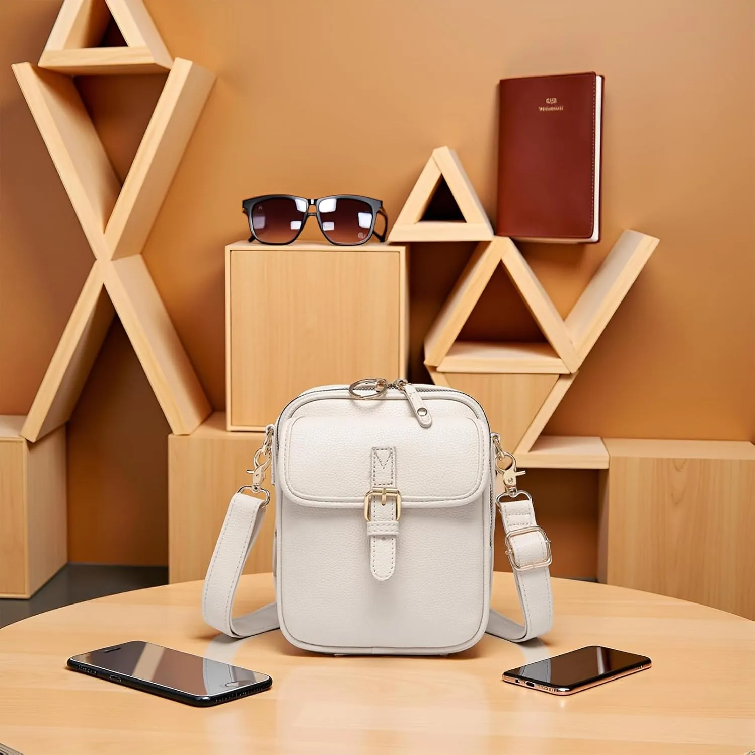 Crossbody Leather Bag, Satchel Purse Leather Cross Body Bag for Women With Multiple Compartments Card Slots