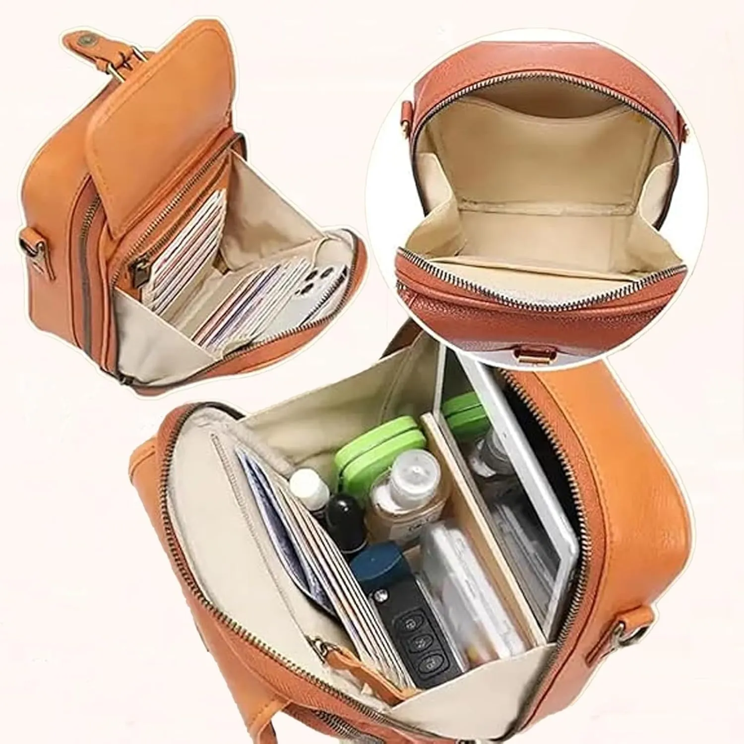 Crossbody Leather Bag, Satchel Purse Leather Cross Body Bag for Women With Multiple Compartments Card Slots