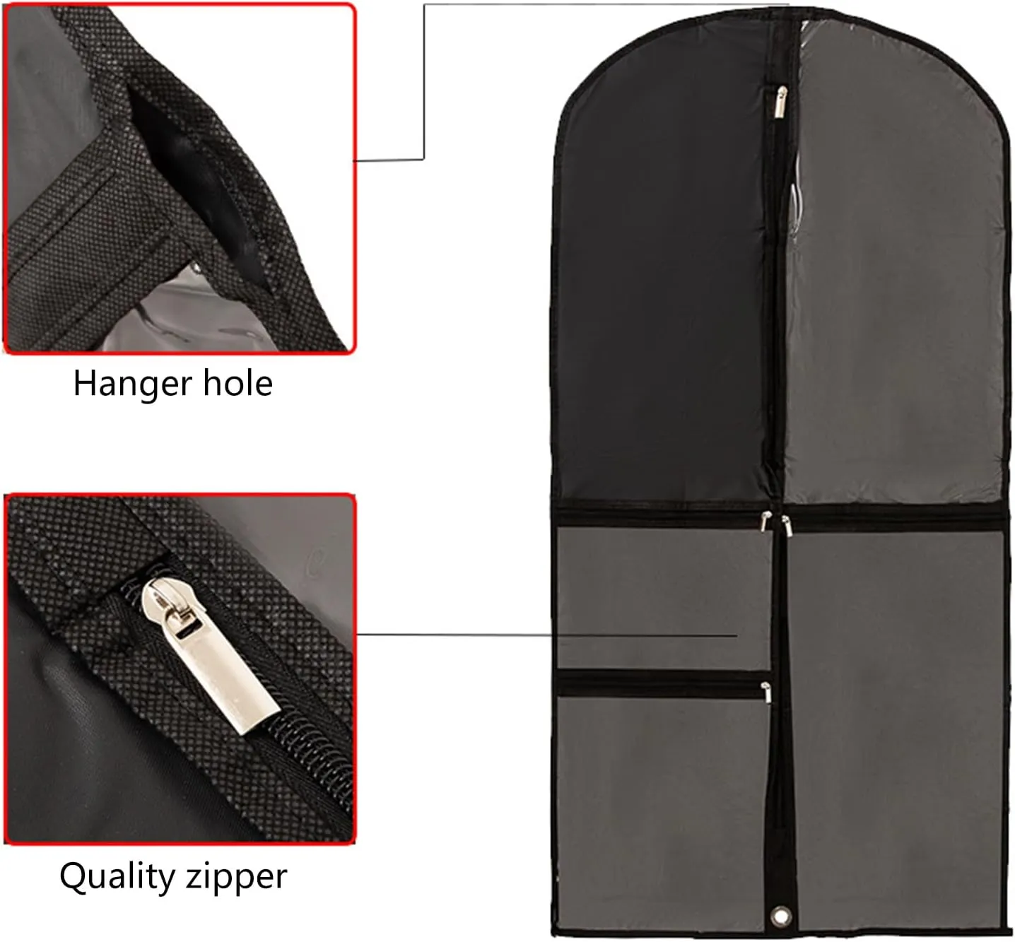 Dancewear Organizers Sleeve Portable Children Dance Costume Garment Bag with 5 Pockets Stylish Clothing Hanging