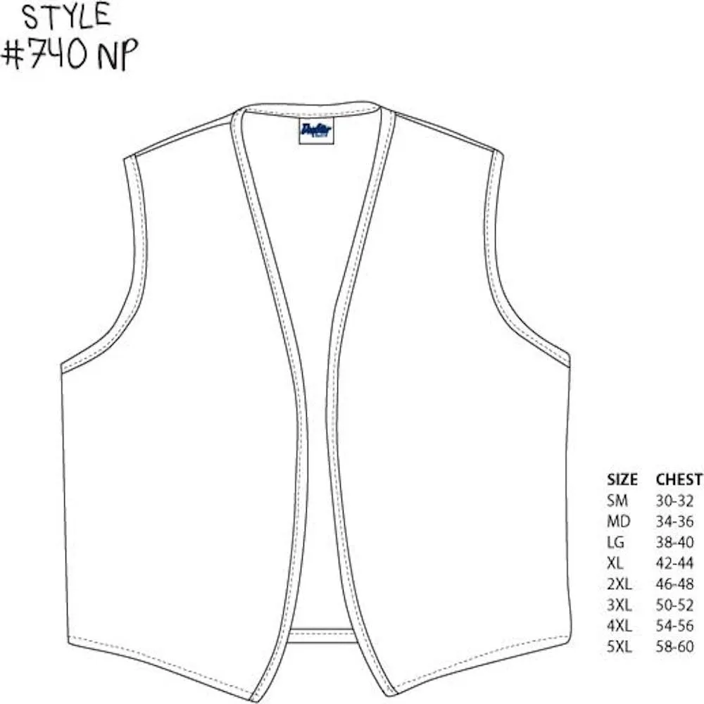 DayStar Apparel Unisex Uniform Vest - No Pockets - Style 740NP