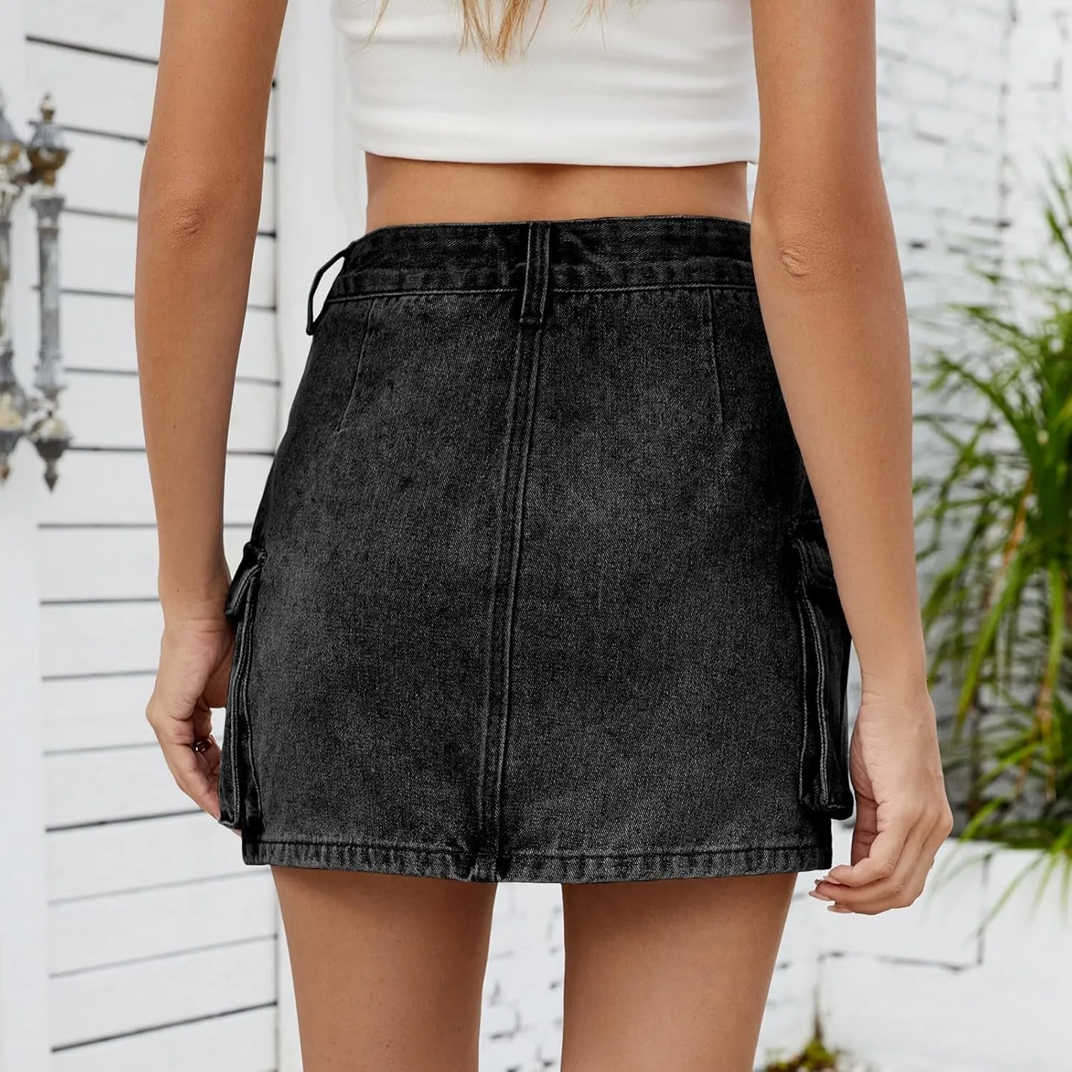 Denim Cargo Skirt Women Mini Pockets Street Jean Summer Outfits