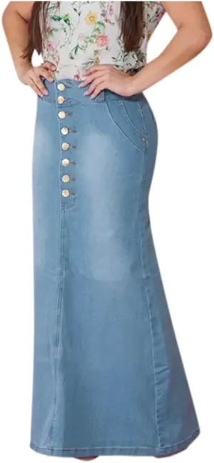 Denim Skirts for Women Stretch Denim Skirt Ladies Pencil Jeans Skirt Bodycon Slimming Long Skirt Knee Length Pencil Skirt
