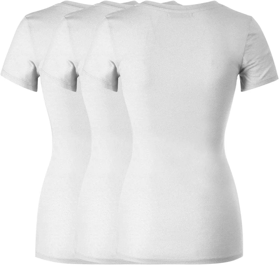 Design by Olivia Women's Basic Solid Multi Colors Fitted Short Sleeve T-Shirt [S-3XL]