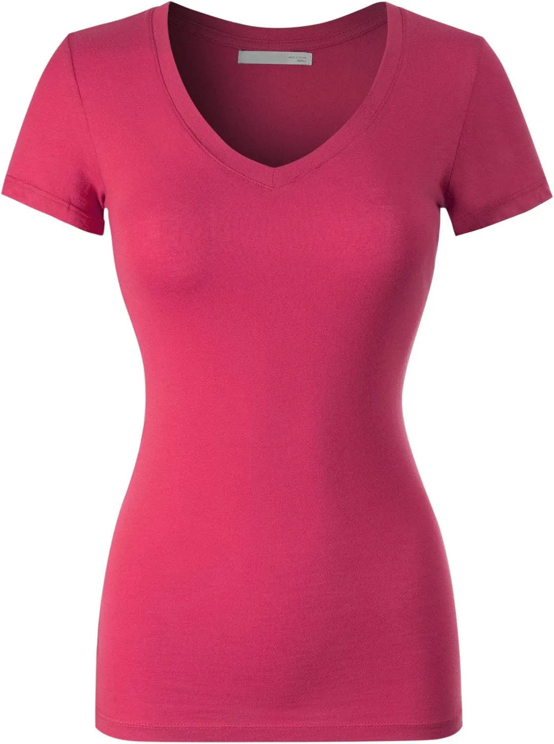 Design by Olivia Women's Basic Solid Multi Colors Fitted Short Sleeve T-Shirt [S-3XL]