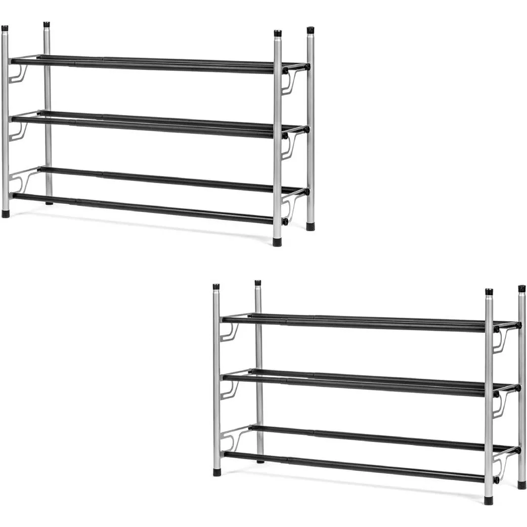 DIY 3-Tier Patented Adjustable Shoe Storage Rack-Portable Metal Shoe Rack with Rubber Feet