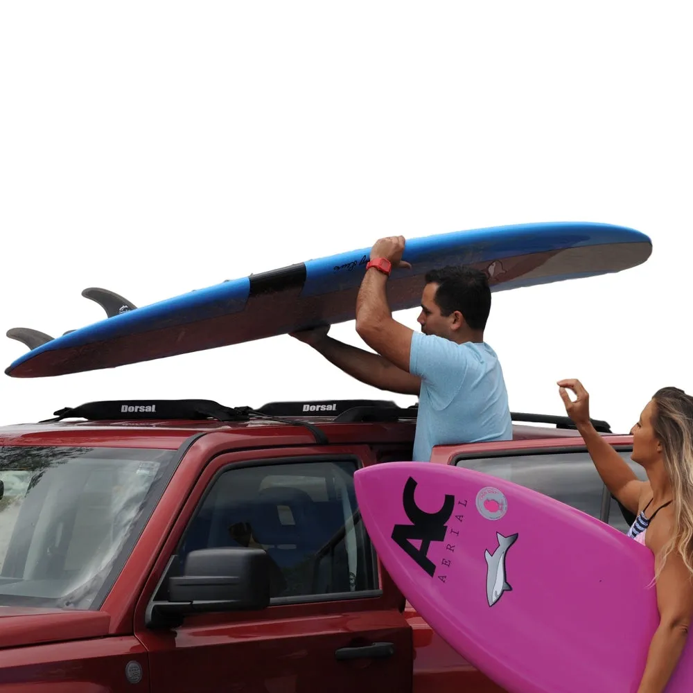 DORSAL Universal Surfboard Car Roof Wrap Rack Padded System (Holds Up to 3 Boards) Fits Any Car, Neoprene Buckle Covers Prevent Damage - Pack of 2