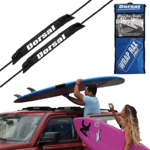 DORSAL Universal Surfboard Car Roof Wrap Rack Padded System (Holds Up to 3 Boards) Fits Any Car, Neoprene Buckle Covers Prevent Damage - Pack of 2