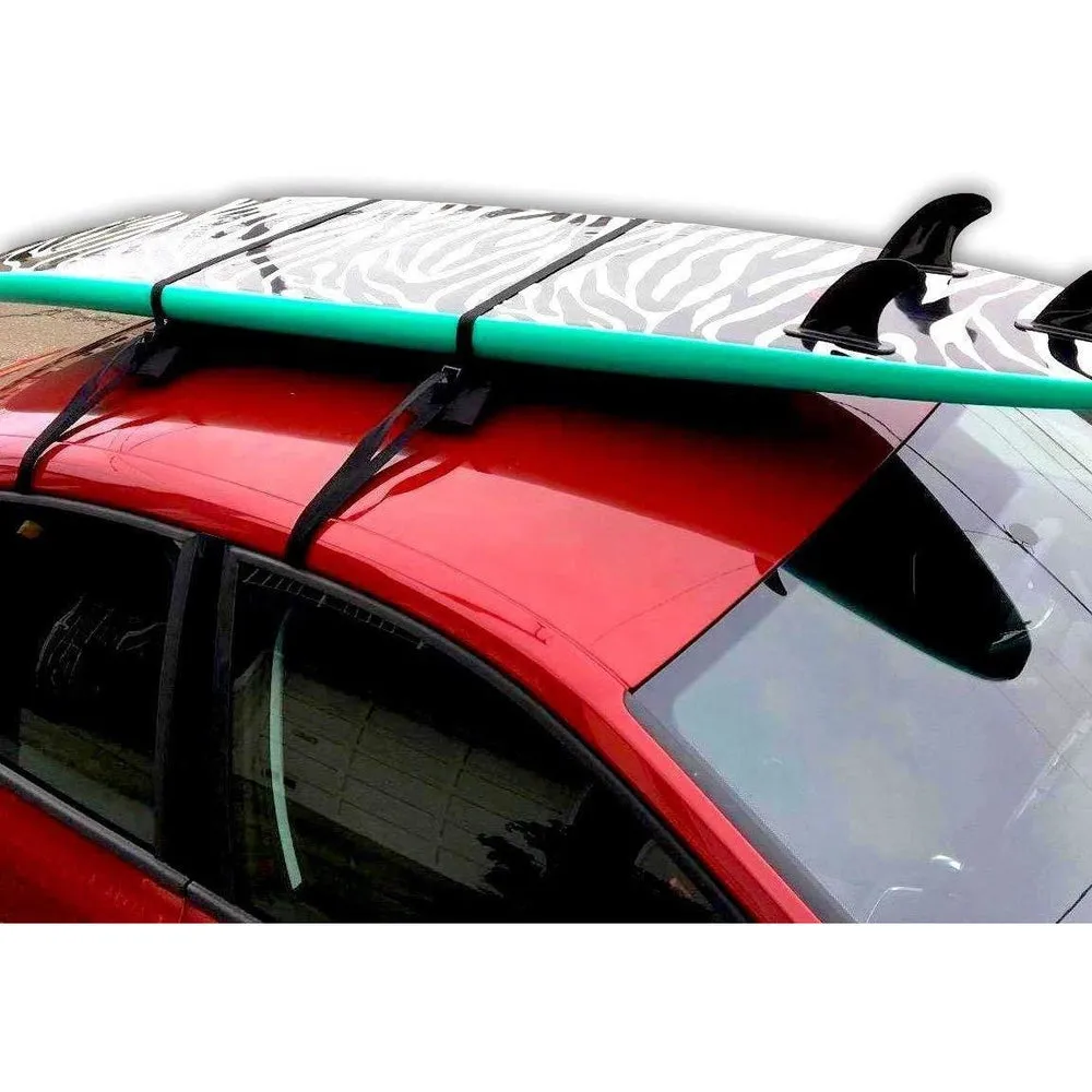 DORSAL Universal Surfboard Car Roof Wrap Rack Padded System (Holds Up to 3 Boards) Fits Any Car, Neoprene Buckle Covers Prevent Damage - Pack of 2