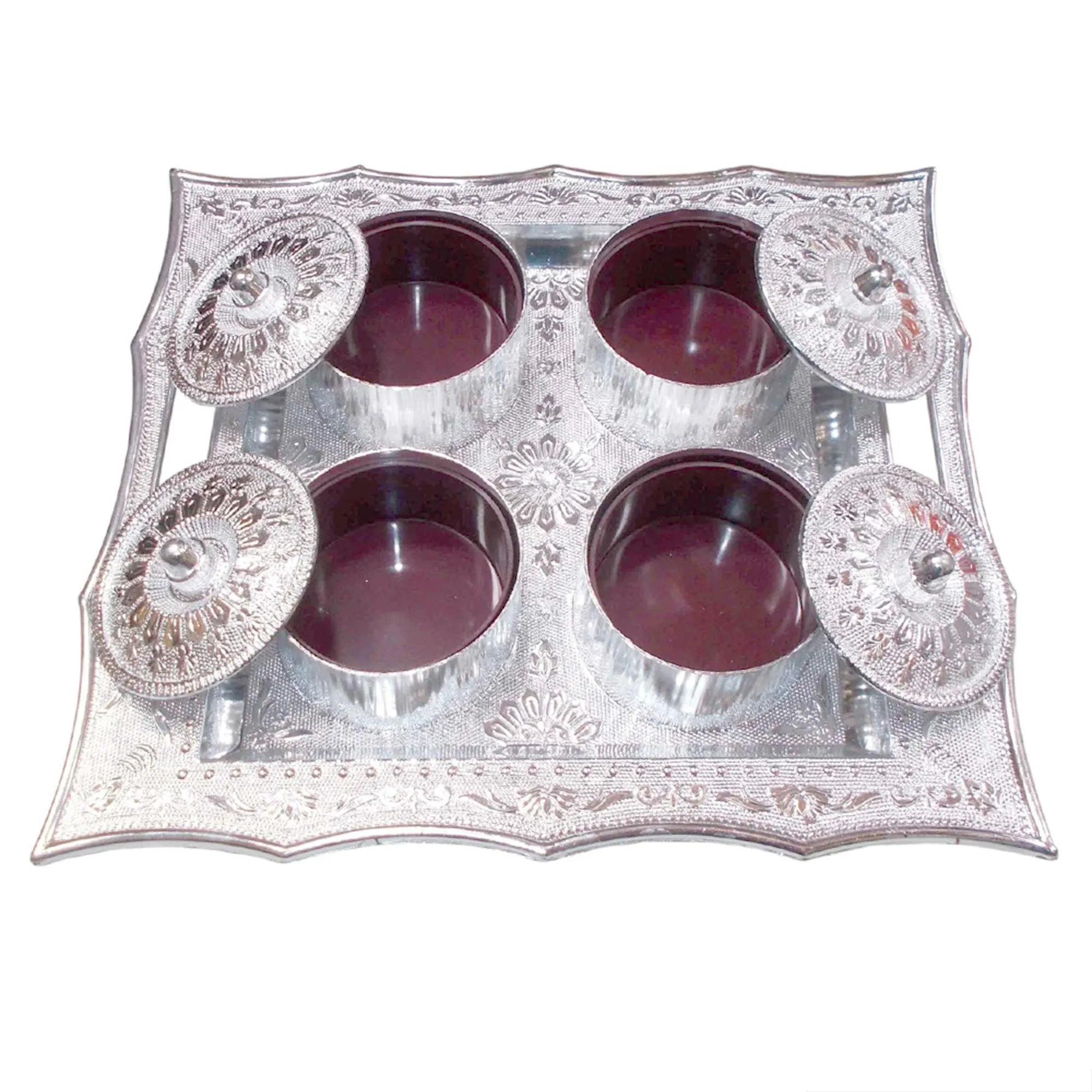 Dry Fruit Air Tight Bowls Tray with Lids 4 Section Snacks Mukhvas Dani