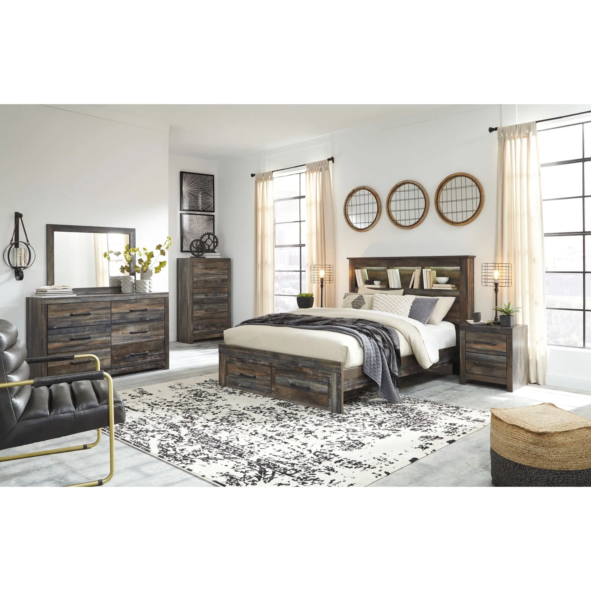 Drystan Bookcase Bed with Footboard Storage - Multi