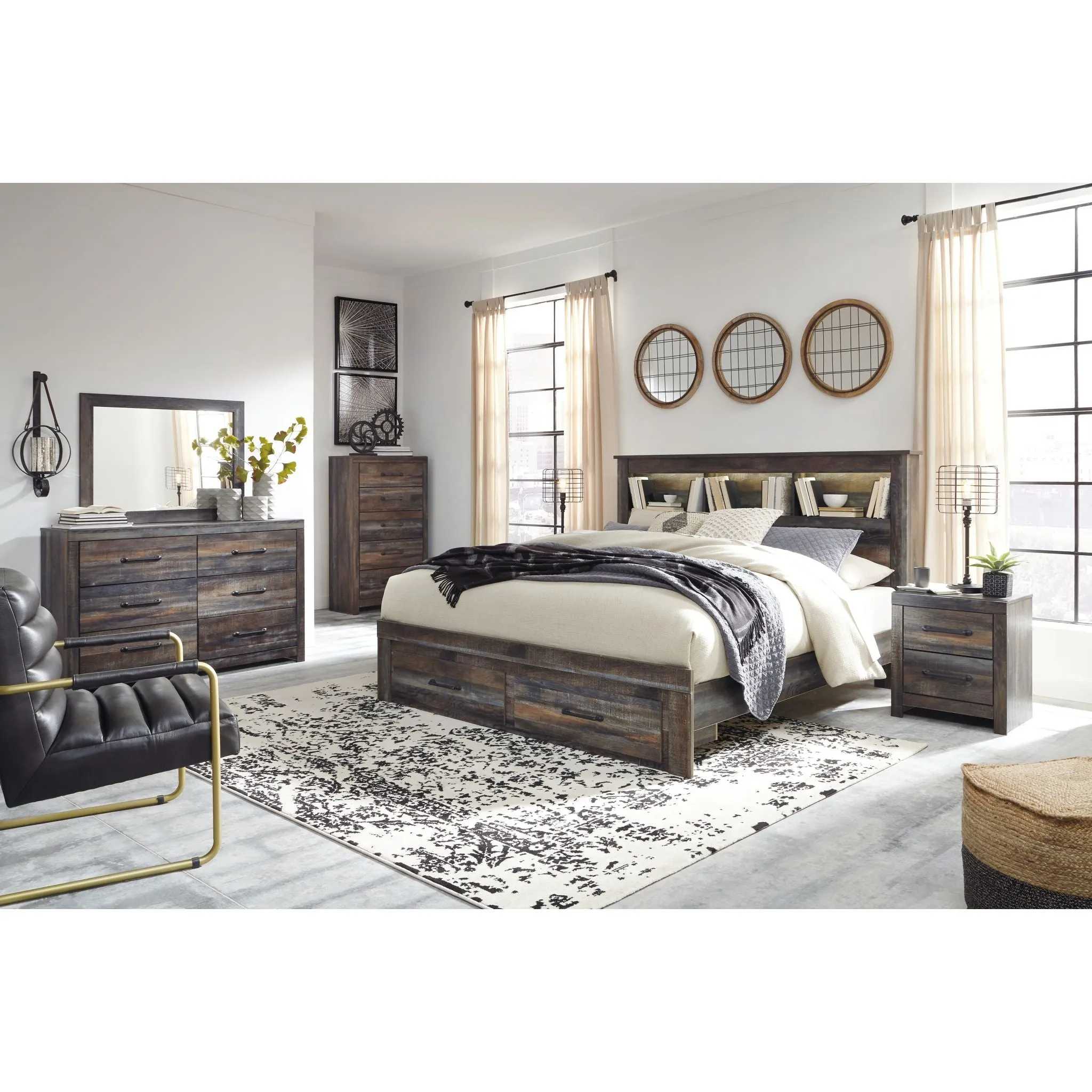 Drystan Bookcase Bed with Footboard Storage - Multi