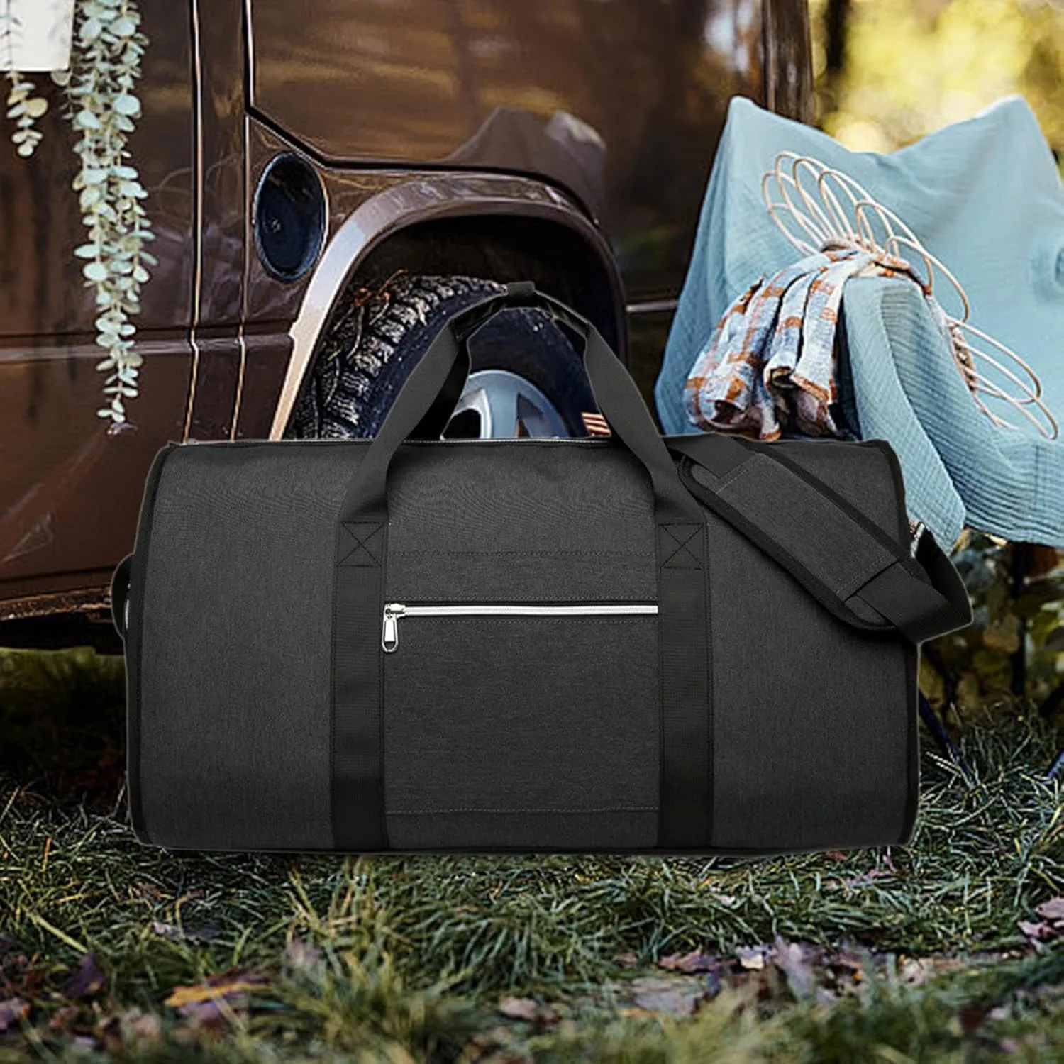Duffel Bag for Garments with Carrying Strap for Travel And Business, Black