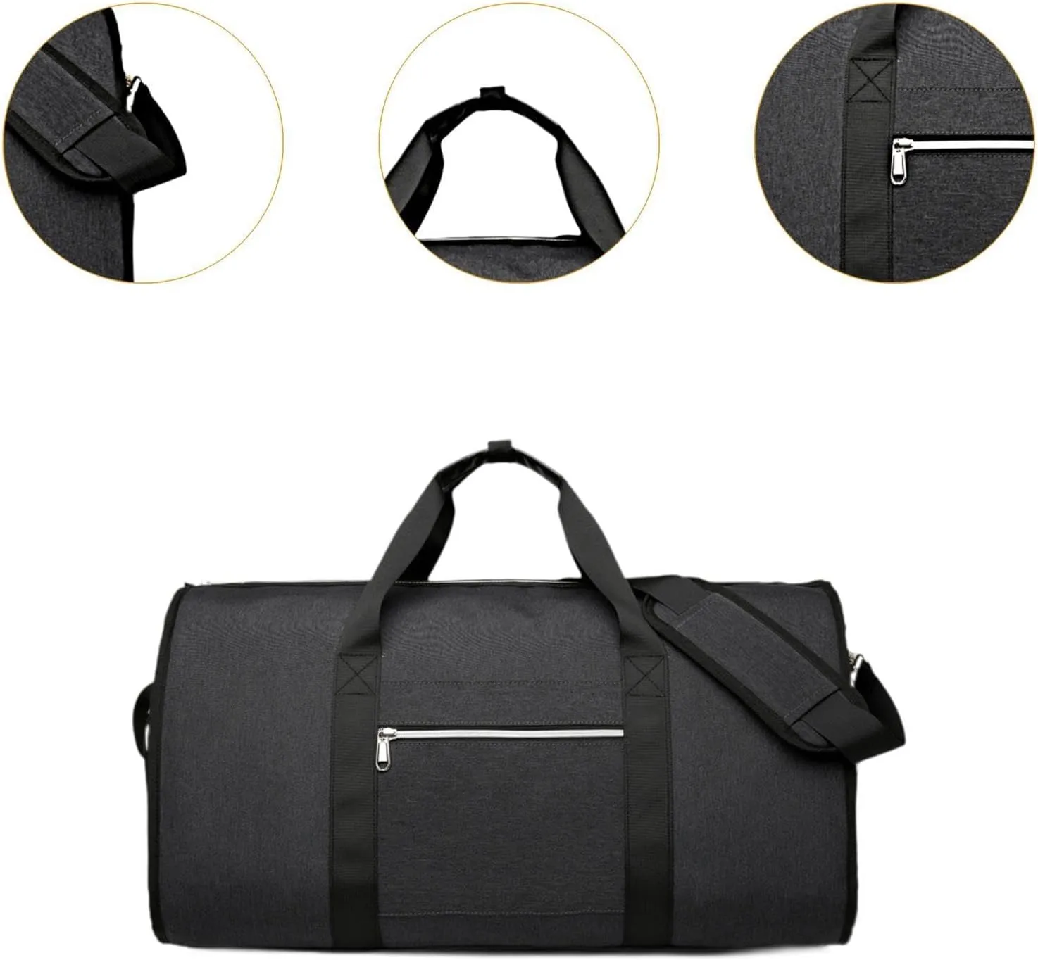 Duffel Bag for Garments with Carrying Strap for Travel And Business, Black