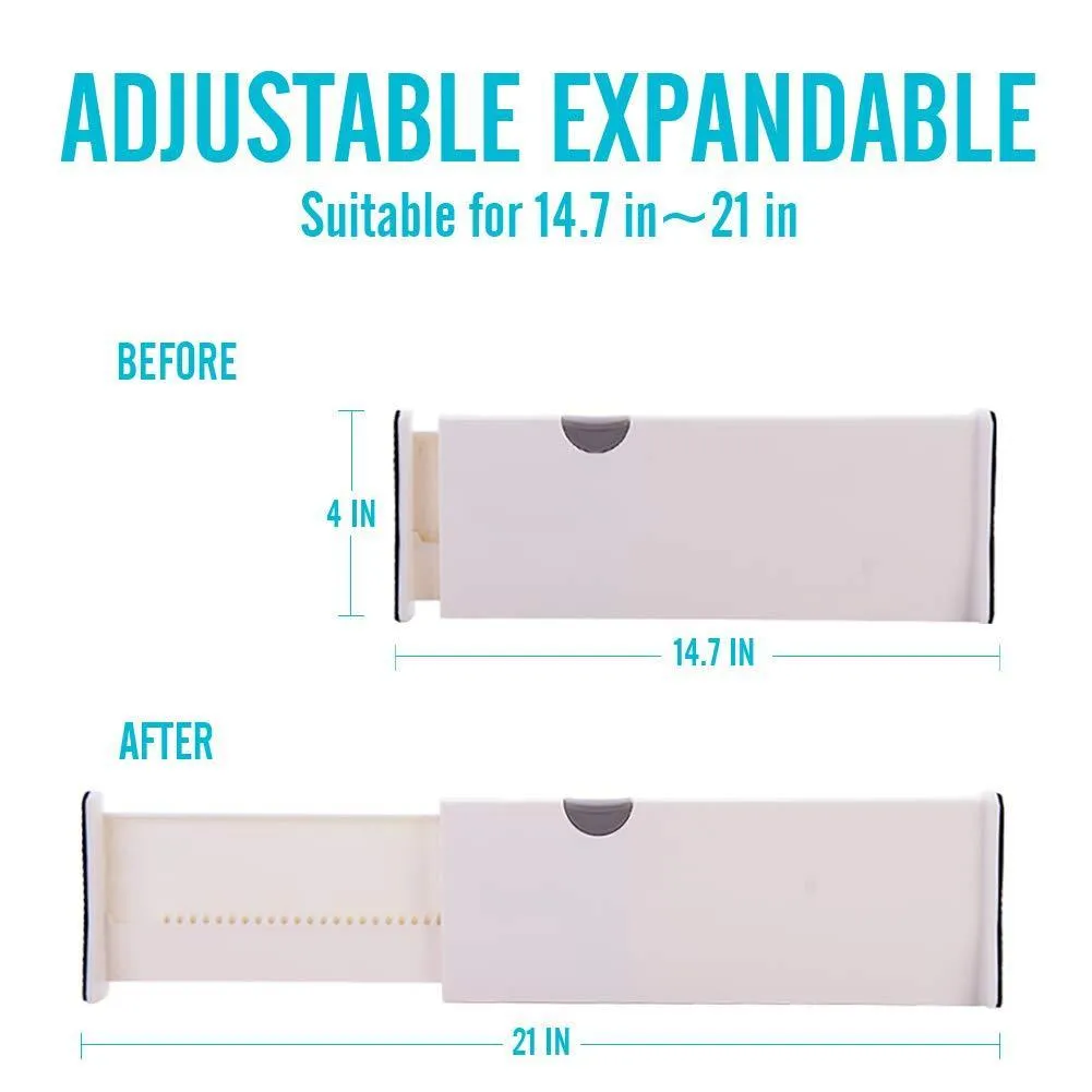 EC VISION Expandable Dresser Drawer Divider, 2 Pack Dresser Drawer Dividers Good Grips Kitchen Drawer Organizers - for Bedroom, Bathroom, Closet, Baby Drawer, Desk, Kitchen Storage(Large(14.7"-21"))