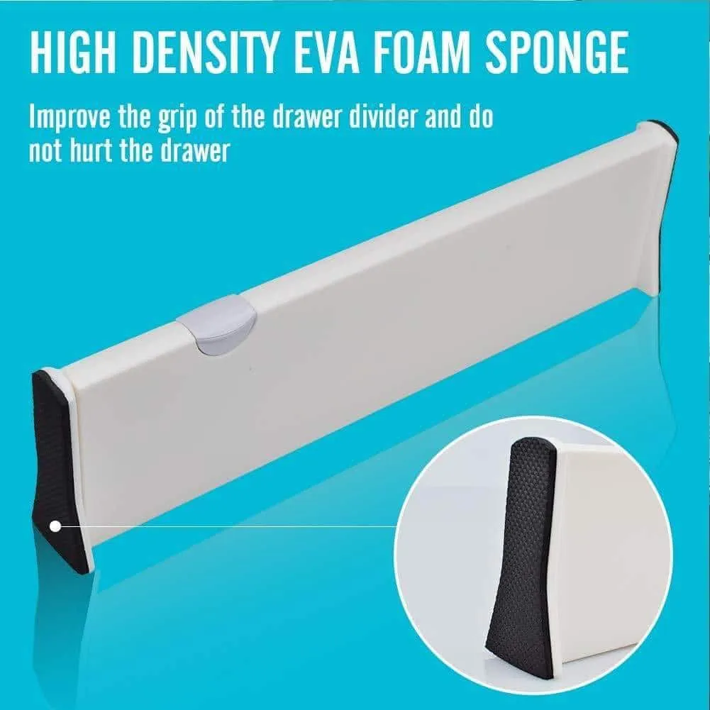 EC VISION Expandable Dresser Drawer Divider, 2 Pack Dresser Drawer Dividers Good Grips Kitchen Drawer Organizers - for Bedroom, Bathroom, Closet, Baby Drawer, Desk, Kitchen Storage(Large(14.7"-21"))