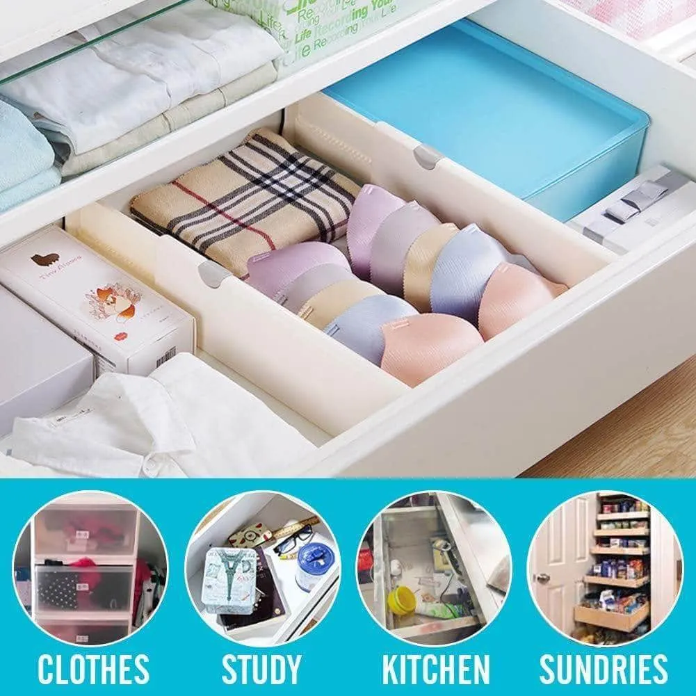 EC VISION Expandable Dresser Drawer Divider, 2 Pack Dresser Drawer Dividers Good Grips Kitchen Drawer Organizers - for Bedroom, Bathroom, Closet, Baby Drawer, Desk, Kitchen Storage(Large(14.7"-21"))
