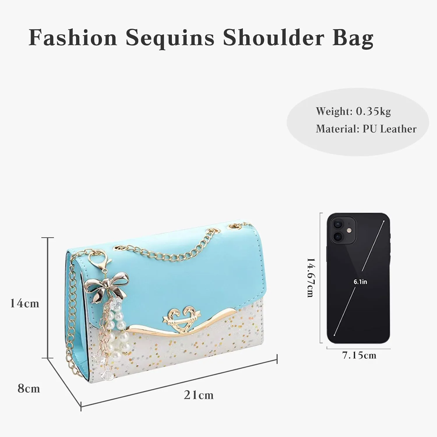 Elegant Shoulder Bag for Women - PU Leather Handbag with Sequin Crossbody & Messenger Bag Styles
