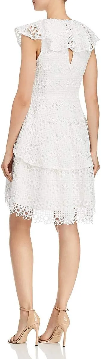 Elliatt Women's Apparel Women's Interlude Sleeveless V Neck Ruffle Lace Mini Dress
