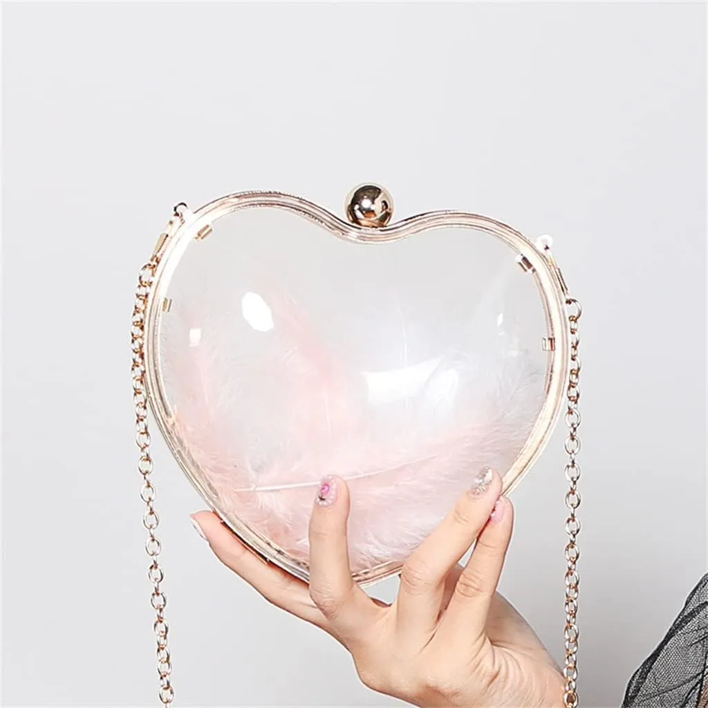 European and American Acrylic Transparent Hand Mini Heart Dinner Bag Evening Wear
