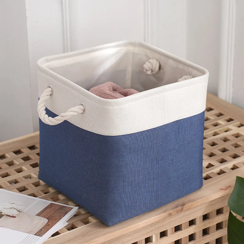 Fabric Storage Baskets Durable Foldable Linen Blend