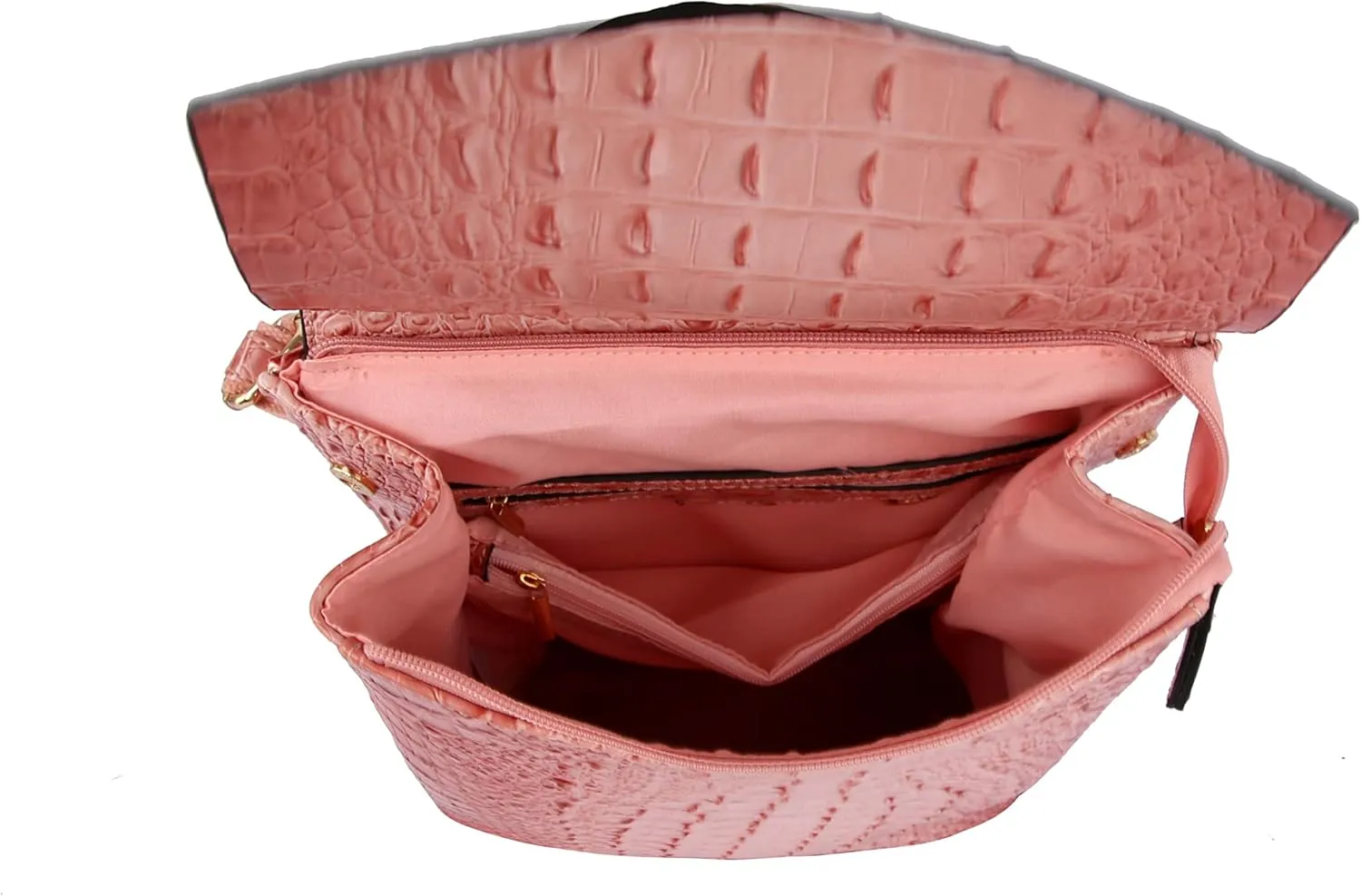 Fashion Convertible backpack Vegan Leather Travel Handbag Daily Shoulder Bag Multi Styles Colors (LightBrown_Croco)