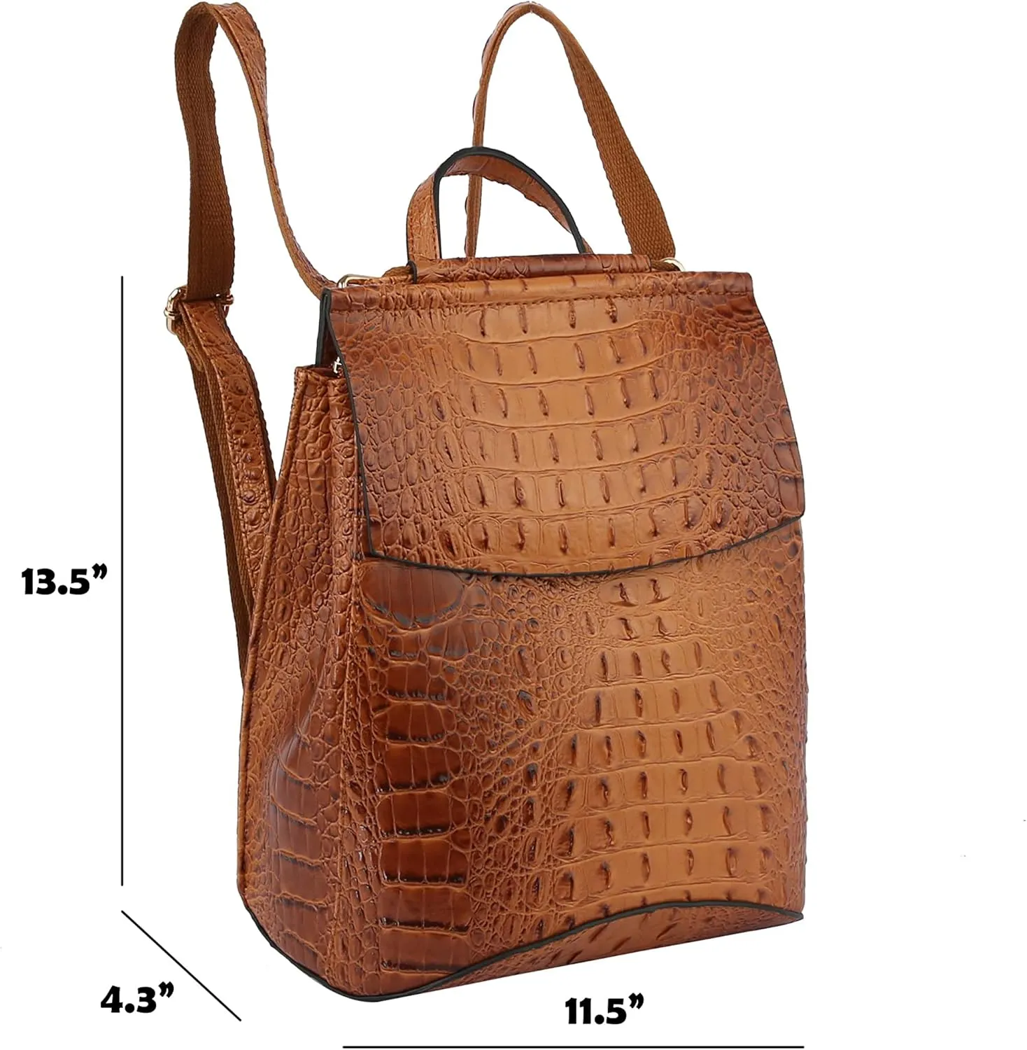 Fashion Convertible backpack Vegan Leather Travel Handbag Daily Shoulder Bag Multi Styles Colors (LightBrown_Croco)