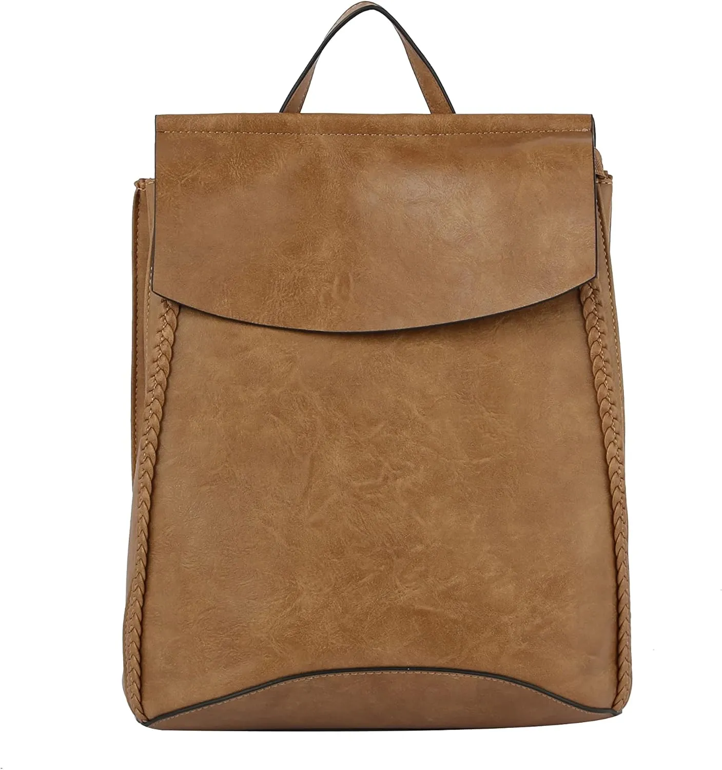 Fashion Convertible backpack Vegan Leather Travel Handbag Daily Shoulder Bag Multi Styles Colors (Stone_Braided)