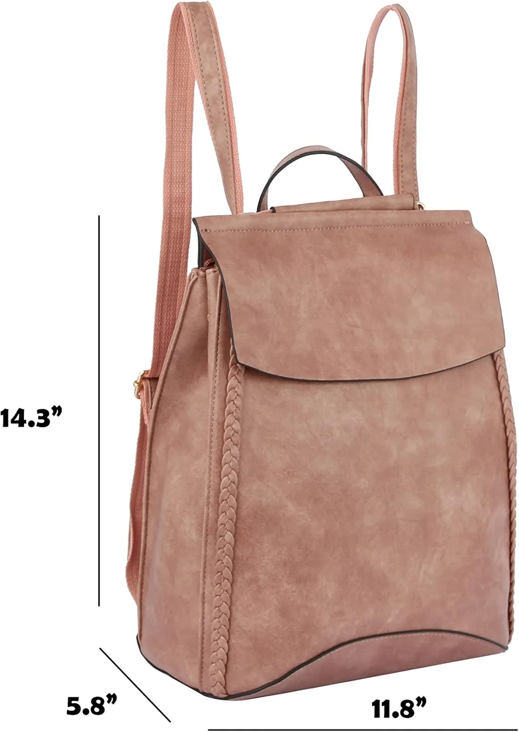 Fashion Convertible backpack Vegan Leather Travel Handbag Daily Shoulder Bag Multi Styles Colors (Stone_Braided)