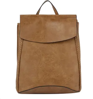 Fashion Convertible backpack Vegan Leather Travel Handbag Daily Shoulder Bag Multi Styles Colors (Stone_Braided)