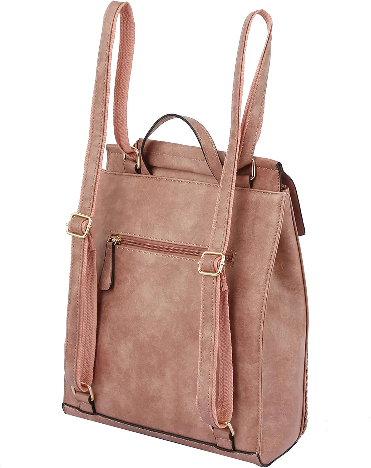 Fashion Convertible backpack Vegan Leather Travel Handbag Daily Shoulder Bag Multi Styles Colors (Stone_Braided)