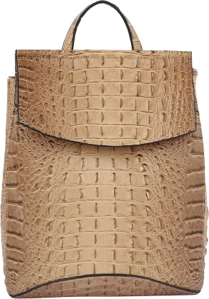 Fashion Convertible backpack Vegan Leather Travel Handbag Daily Shoulder Bag Multi Styles Colors (Stone_Croco)