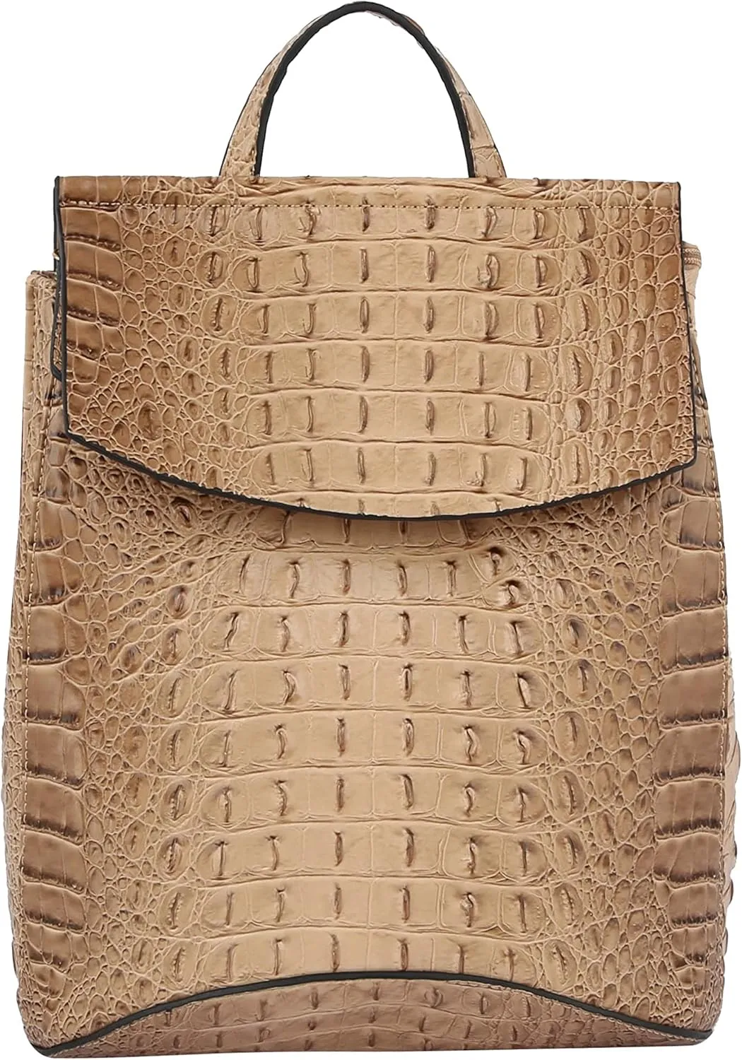 Fashion Convertible backpack Vegan Leather Travel Handbag Daily Shoulder Bag Multi Styles Colors (Stone_Croco)