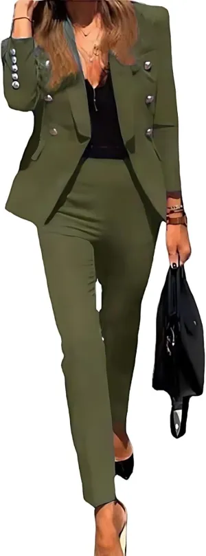 Fashion Womens Pantsuit Dressy 2 Piece Set Office Business Attire Work Wear Interview Outfit