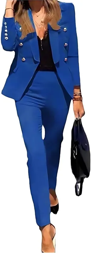 Fashion Womens Pantsuit Dressy 2 Piece Set Office Business Attire Work Wear Interview Outfit