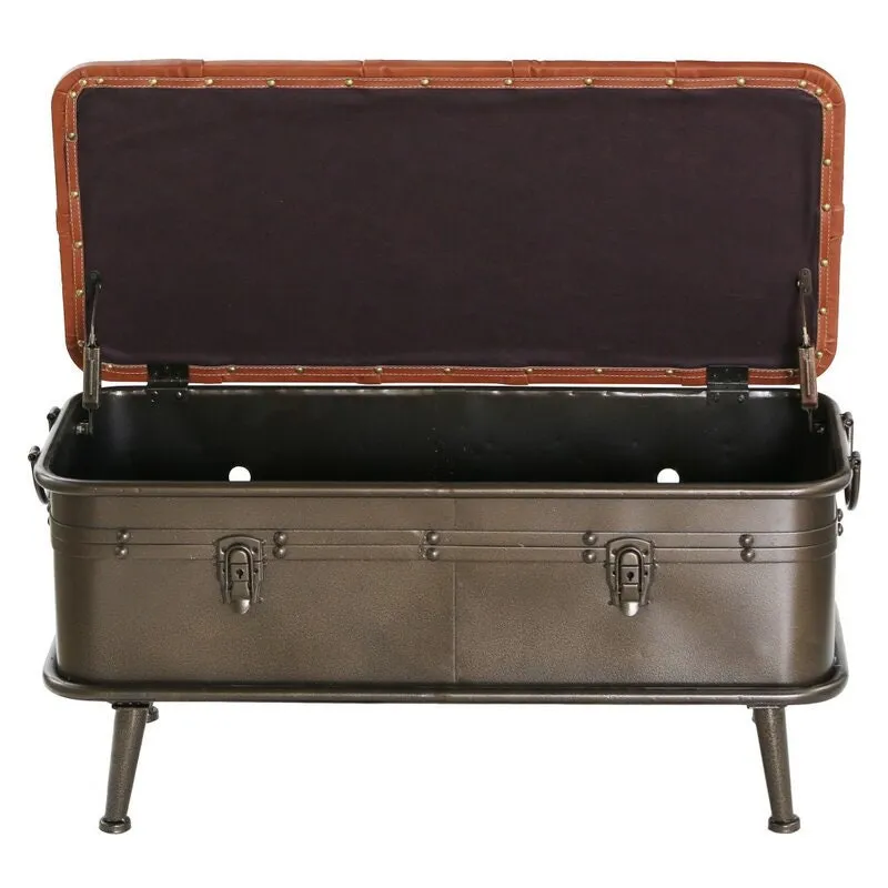 Faux Leather Flip Top Storage Bench Storage Bench Brings the Beauty of Masculine Industrial Style to your Home