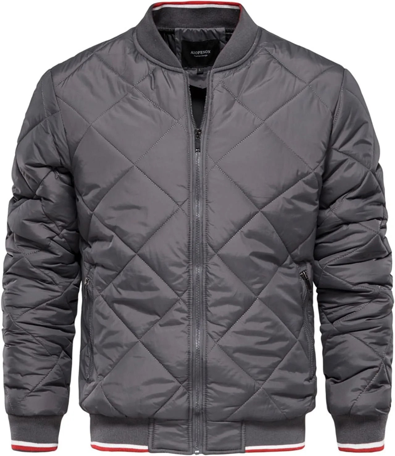 Febecool Winter Men's Stand Collar Cotton Jacket Solid Casual Cotton Jacket Zipper Cotton Jacket Men