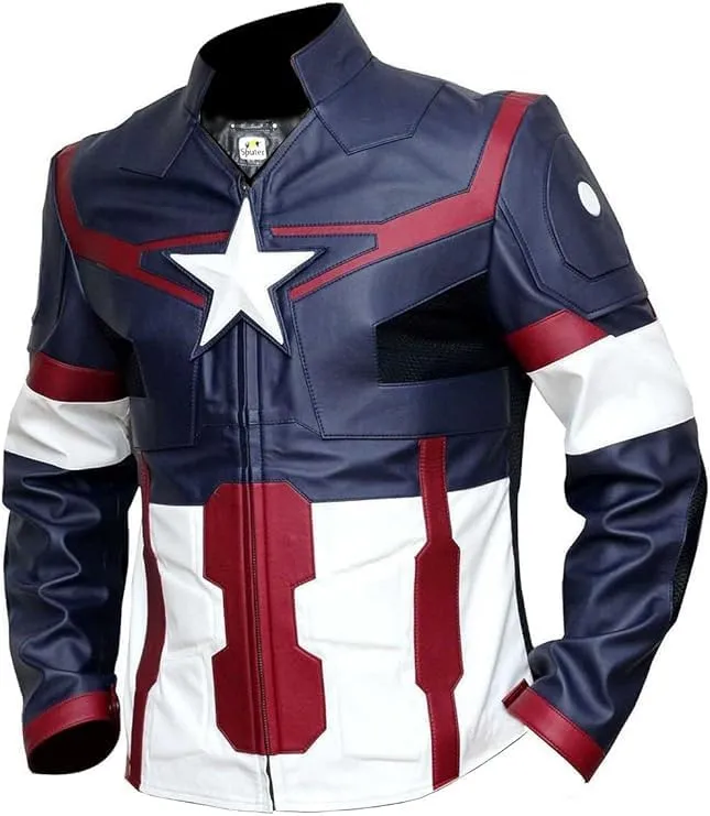 FIT WEAR Captian Faux Leather America Super Hero Jacket Movie Design Replica