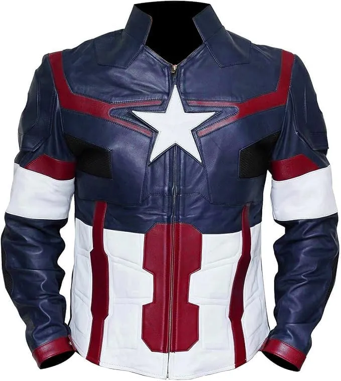FIT WEAR Captian Faux Leather America Super Hero Jacket Movie Design Replica