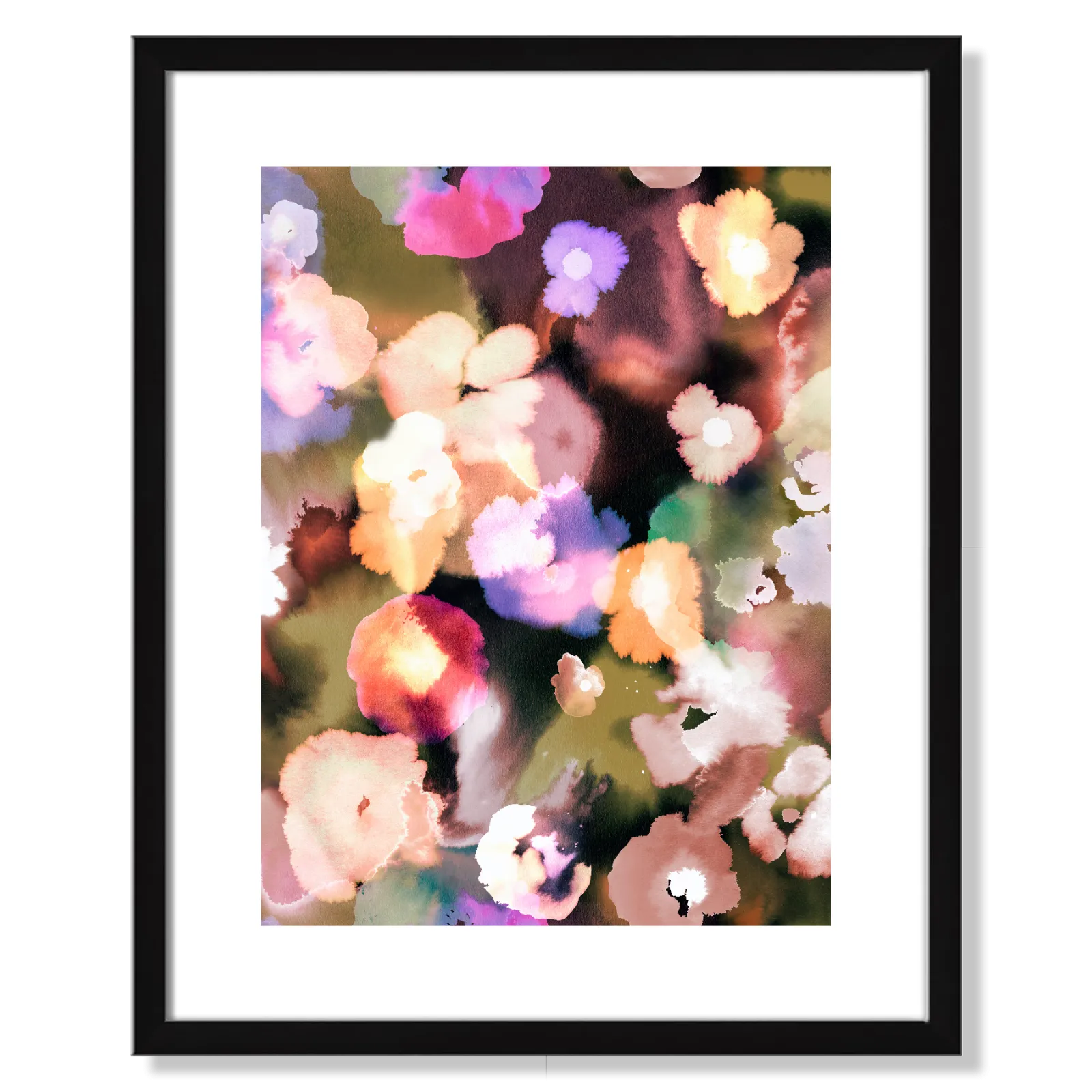 Framed Print, Ombre Abstract Flowers