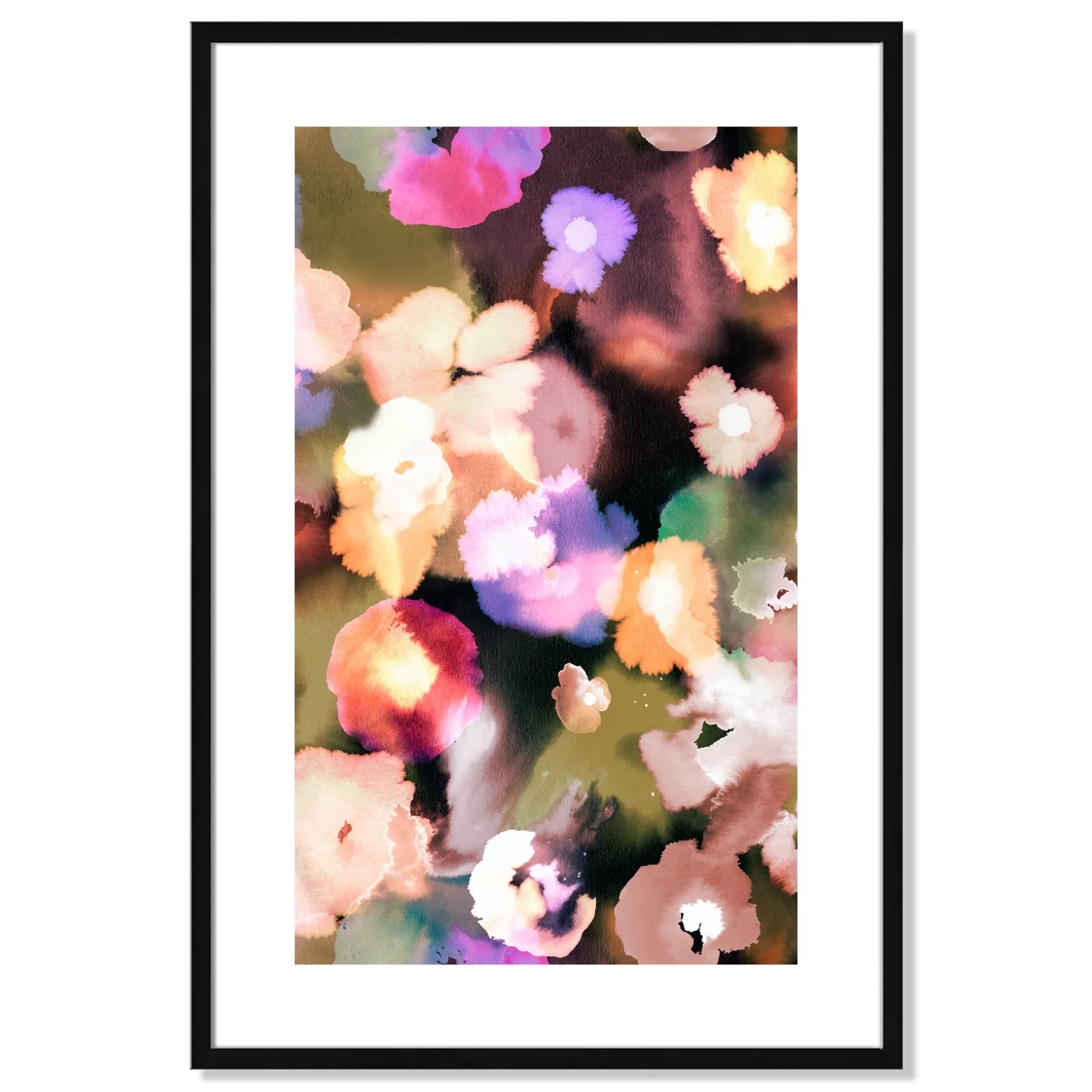 Framed Print, Ombre Abstract Flowers