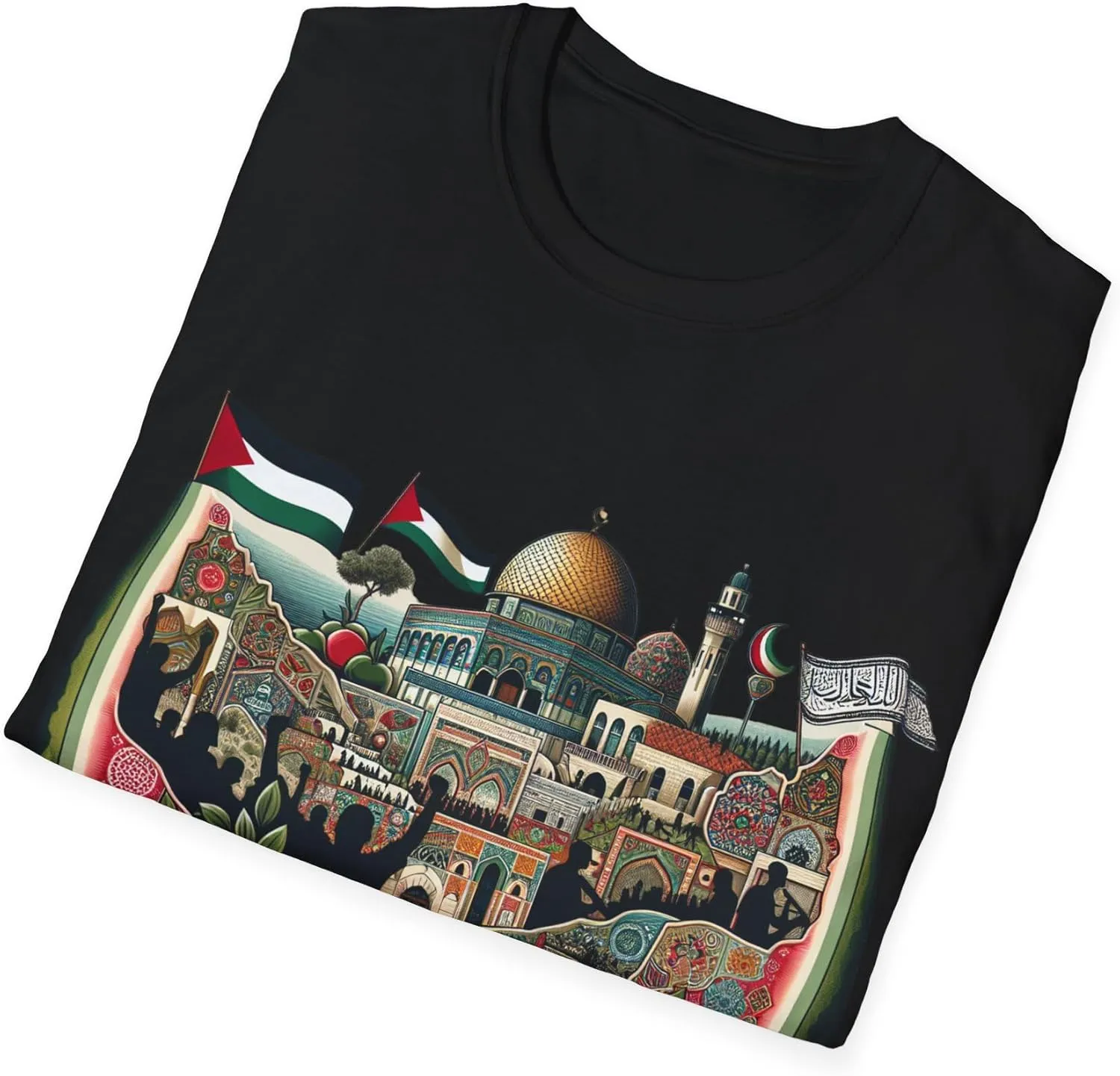 Free Palestine Flag Watermelon T-Shirt, Unisex Organic Creator Tee, Activism Shirt, Protest Apparel, Political Statement