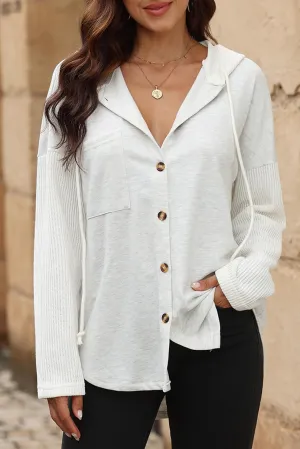 Fronage Women's Hoodie Colorblock Striped Oversized Sweatshirts Casual Loose Button V Neck Long Sleeve Knit Fall Clothes