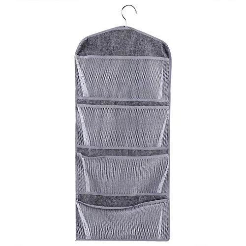FTVOGUE Dual-Sided Multi-Pocket Hanging Closet Organizer Bra Underwear Stocking Sock Storage Bag Home Organizer with Hanger(01)