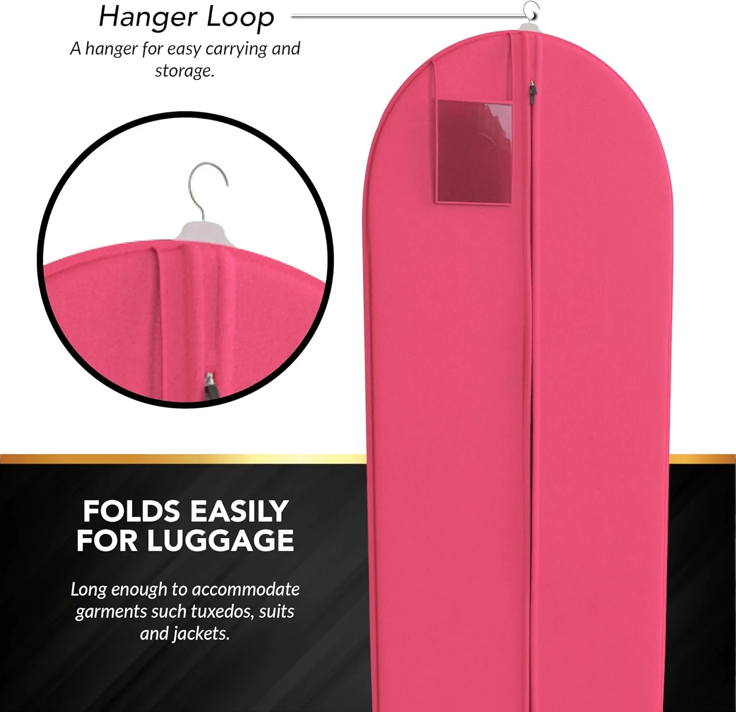 Fuchsia Dress and Gown Garment Travel Bags 3 Pack - 54" x 24" - Hanging Window